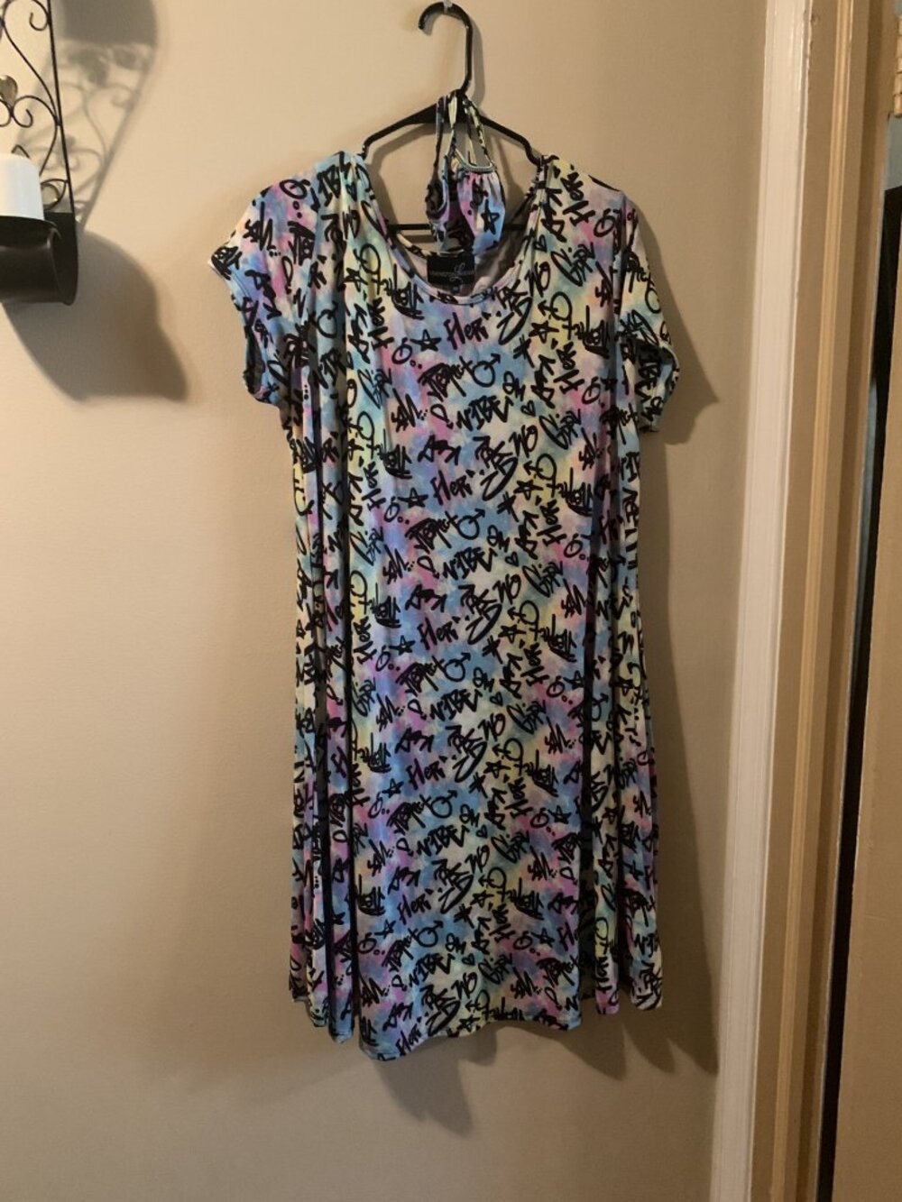 Multi colored dress with matching face cover